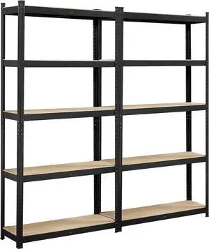 Topeakmart 2PCS 5-Tier Metal Storage Shelving Unit, 35.5x12x71Inch, Black Topeakmart 2PCS 5-Tier Metal Storage Shelving Unit, 35.5x12x71Inch, Black