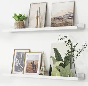 Picture Ledge Shelf, Floating Shelves for Wall, 36" W Set of 2, White Picture Ledge Shelf, Floating Shelves for Wall, 36" W Set of 2, White
