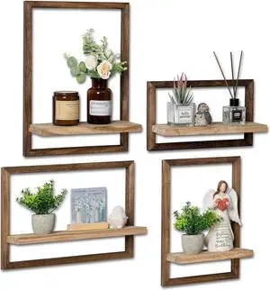 Rustic Wooden Floating Shelves: Farmhouse wall Decor, Set of 4 Rustic Wooden Floating Shelves: Farmhouse wall Decor, Set of 4