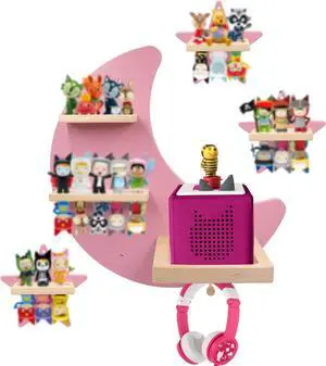 Taladad for Toniebox 2 and Toniebox 1 Tonie Shelf Wall Mounted Set of 4 (Moon and 3 Stars),Tonies Figures Tonies Storage,Magnetic Wooden Floating Shelves Compatible with Tonie Box Player Character Taladad for Toniebox 2 and Toniebox 1 Tonie Shelf Wall Mounted Set of 4 (Moon and 3 Stars),Tonies Figures Tonies Storage,Magnetic Wooden Floating Shelves Compatible with Tonie Box Player Character