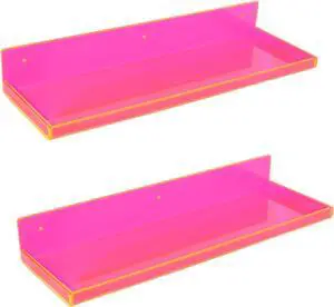 Floating Shelves for Wall Acrylic Wall Shelves for Bedroom Bathroom Living Room Kitchen 16.5X5.5'', Pack of 2, Neon Pink Floating Shelves for Wall Acrylic Wall Shelves for Bedroom Bathroom Living Room Kitchen 16.5X5.5'', Pack of 2, Neon Pink
