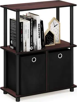 Furinno TURN-N-TUBE Storage Shelves, 3-Tier Toolless Book Shelf with Storage Bins, Display Shelf, for Organization and Storage, Living Room, Garage, Home Office, Dark Cherry Furinno TURN-N-TUBE Storage Shelves, 3-Tier Toolless Book Shelf with Storage Bins, Display Shelf, for Organization and Storage, Living Room, Garage, Home Office, Dark Cherry
