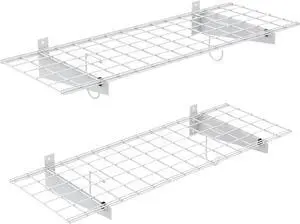 TORACK 2-Pack Garage Wall Shelves, 15"x45" Wall Mounted Wire Shelves TORACK 2-Pack Garage Wall Shelves, 15"x45" Wall Mounted Wire Shelves