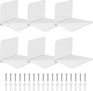 FENTEC Floating Book Shelves for Wall, 6 Pack White Floating Bookshelves FENTEC Floating Book Shelves for Wall, 6 Pack White Floating Bookshelves