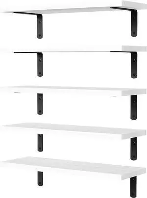 DOLLFIO Floating Wall Shelves, Decor & Storage, White, 16.5'', 5Pcs DOLLFIO Floating Wall Shelves, Decor & Storage, White, 16.5'', 5Pcs