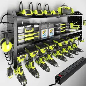 Power Tool Organizer with Charging Station, Built in 8 Outlet Power Strip,Large 8 Drill Holder Wall Mount, Heavy Duty Metal Power Tool Storage Rack Tool Shelf for Garage Organization Black Power Tool Organizer with Charging Station, Built in 8 Outlet Power Strip,Large 8 Drill Holder Wall Mount, Heavy Duty Metal Power Tool Storage Rack Tool Shelf for Garage Organization Black