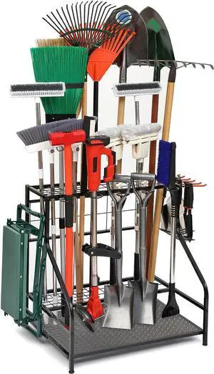 Garden Tool Organizer for Garage, Garden Tool Rack, Up to 58 Long Handled Tools, Yard Tool Holder for Garage, Shed, Outdoor, Tool Stand, Black (Garden Tool Rack) Garden Tool Organizer for Garage, Garden Tool Rack, Up to 58 Long Handled Tools, Yard Tool Holder for Garage, Shed, Outdoor, Tool Stand, Black (Garden Tool Rack)