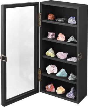 Ikee Design Wood 5 Shelf Wall-Mounted Case Display,Tempered Glass Door Ikee Design Wood 5 Shelf Wall-Mounted Case Display,Tempered Glass Door