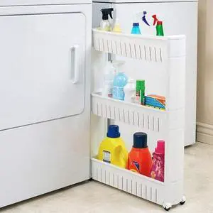 Modern Home Narrow Sliding Storage Organizer Rack - Laundry/Bathroom/Kitchen Portable Storage Shelves Modern Home Narrow Sliding Storage Organizer Rack - Laundry/Bathroom/Kitchen Portable Storage Shelves