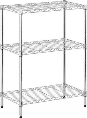 Furinno Wayar 3-Tier Metal Storage Shelf Rack, 23 x 13 x 30, Stainless Steel Furinno Wayar 3-Tier Metal Storage Shelf Rack, 23 x 13 x 30, Stainless Steel