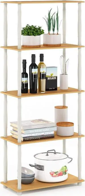 Furinno TURN-S-TUBE Storage Shelves, 5-Tier Book Shelf, Corner Shelf, Toolless Open Shelves, Classic Tubes, for Organization and Storage, Living Room, Garage, Home Office, Beech Furinno TURN-S-TUBE Storage Shelves, 5-Tier Book Shelf, Corner Shelf, Toolless Open Shelves, Classic Tubes, for Organization and Storage, Living Room, Garage, Home Office, Beech