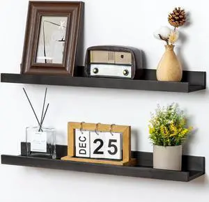 Picture Ledge Shelf for Wall, 24 inch Solid Pine Wood Nursery Book Shelves 2 Packs, Floating Ledge Shelves for Kids' Room Bedroom Bathroom Living Room Photo Frames Office Nursey Wall Decor, Black Picture Ledge Shelf for Wall, 24 inch Solid Pine Wood Nursery Book Shelves 2 Packs, Floating Ledge Shelves for Kids' Room Bedroom Bathroom Living Room Photo Frames Office Nursey Wall Decor, Black