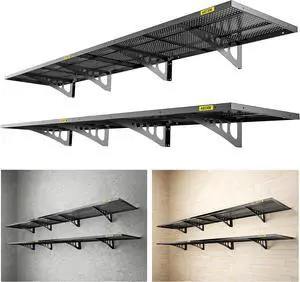 Aecxm 4-Pack 1.64x4ft Adjustable Garage Wall Shelving 1120lbs Load Capacity Heavy Duty Wall Mounted Storage Shelf Metal Floating Shelves for Garage(Black) Aecxm 4-Pack 1.64x4ft Adjustable Garage Wall Shelving 1120lbs Load Capacity Heavy Duty Wall Mounted Storage Shelf Metal Floating Shelves for Garage(Black)