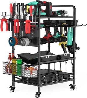 IMAYCC Power Tool Organizer Cart 3 Tier Rolling Tool Storage Cart Heavy Duty Metal Utility Rack for Garage Workshop Warehouse Repair Shop