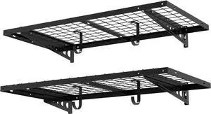 FLEXIMOUNTS 2 Pack 2x4ft Garage Storage with 4 Hooks, Black FLEXIMOUNTS 2 Pack 2x4ft Garage Storage with 4 Hooks, Black