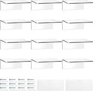Wenqik Acrylic Floating Shelves for Wall 6 x 6 Inch Display Wall Shelf Clear Hanging Shelves with Adhesive Tape and Screw for Bathroom Bedroom Living Room Office Storage Decoration(12 Packs)