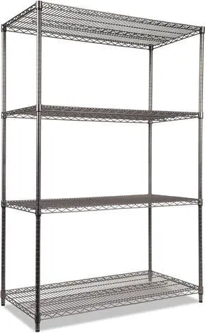 Alera Wire Shelving Starter Kit, Four-Shelf, 48w x 24d x 72h, Black Anthracite Alera Wire Shelving Starter Kit, Four-Shelf, 48w x 24d x 72h, Black Anthracite