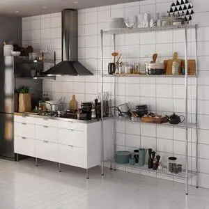 14" Deep x 54" Wide x 86" High 4 Tier Chrome Wire Shelving Kit | NSF Commercial Storage Rack Unit 14" Deep x 54" Wide x 86" High 4 Tier Chrome Wire Shelving Kit | NSF Commercial Storage Rack Unit