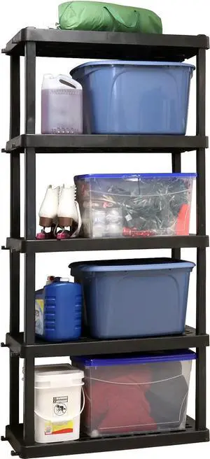 Koolatron Oskar Small Interlocking Shelving Unit, 5-Tier, Tool-Free Assembly, Heavy Duty Storage Shelf Multipurpose Home Organization System for Garage, Basement, Workshop, Utility Shed, White Koolatron Oskar Small Interlocking Shelving Unit, 5-Tier, Tool-Free Assembly, Heavy Duty Storage Shelf Multipurpose Home Organization System for Garage, Basement, Workshop, Utility Shed, White