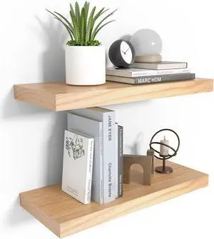 Habudda Floating Shelves for Wall, Natural Wood Shelf Decor for Bathroom Kitchen Bedroom, Hanging Mounted Invisible Bracket, Small 17 inch, Rustic Burlywood Habudda Floating Shelves for Wall, Natural Wood Shelf Decor for Bathroom Kitchen Bedroom, Hanging Mounted Invisible Bracket, Small 17 inch, Rustic Burlywood