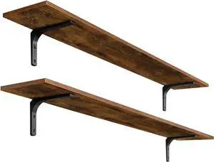 DINZI LVJ Long Wall Shelves, 55.1Inch Wooden Wall Mounted Shelves, Set of 2 DINZI LVJ Long Wall Shelves, 55.1Inch Wooden Wall Mounted Shelves, Set of 2