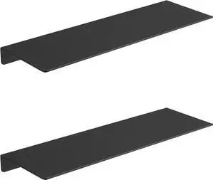 JOOM Black Floating Shelves for Wall Storage, Metal Wall Shelves for Living Room, Bathroom, Kitchen, 16 Display Shelves for Collectibles(2 PCS) JOOM Black Floating Shelves for Wall Storage, Metal Wall Shelves for Living Room, Bathroom, Kitchen, 16 Display Shelves for Collectibles(2 PCS)