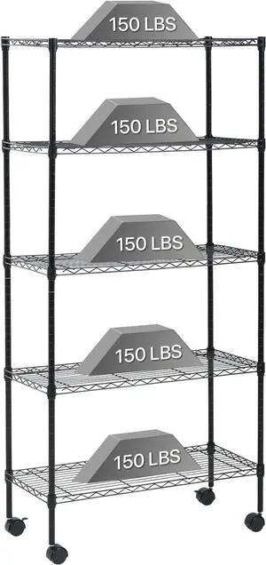 Dkelincs Wire Shelving Unit 30''L×14''W×60''H NSF Metal Storage Shelves 5 Tier Height Adjustable Wire Shelf with 4 Wheels for Kitchen Office Pantry Bathroom Garage, Black Dkelincs Wire Shelving Unit 30''L×14''W×60''H NSF Metal Storage Shelves 5 Tier Height Adjustable Wire Shelf with 4 Wheels for Kitchen Office Pantry Bathroom Garage, Black