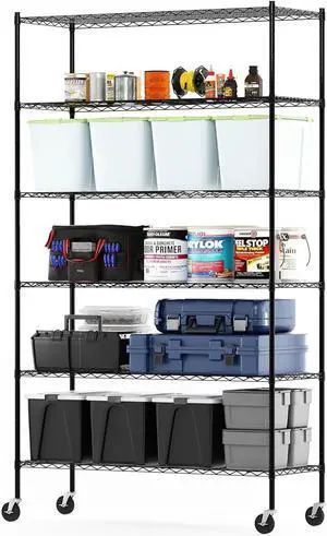 Furinno Wayar Metal Storage Shelf Rack, 6 Tiers, 48-Inch Taller, Black Furinno Wayar Metal Storage Shelf Rack, 6 Tiers, 48-Inch Taller, Black