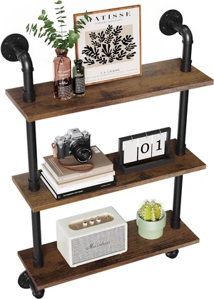 3 Tier Rustic Floating Shelves Industrial Pipe Floating Shelf 3 Tier Rustic Floating Shelves Industrial Pipe Floating Shelf