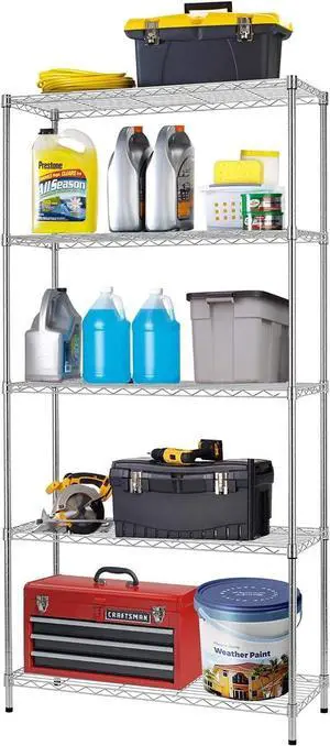 FDW 14''Dx36''Wx72''H 5-Shelf Wire Shelving Large Storage Shelves Adjustable Metal Shelves Heavy Duty Height Commercial Grade Steel Layer Shelves 1250 LBS Capacity,Chrome FDW 14''Dx36''Wx72''H 5-Shelf Wire Shelving Large Storage Shelves Adjustable Metal Shelves Heavy Duty Height Commercial Grade Steel Layer Shelves 1250 LBS Capacity,Chrome