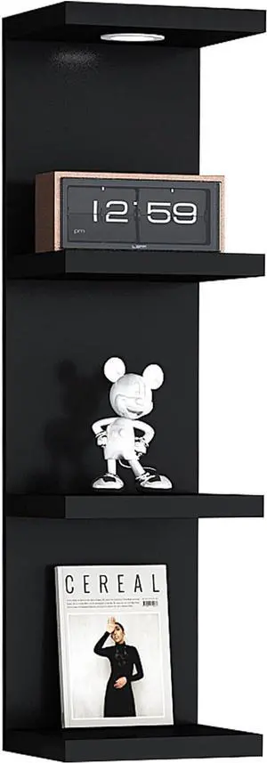 LitaEther Versatile 4 Tier Wall Shelf Unit,Black Lack Wall Shelf,Display Floating Shelf with LED Remote Control Light LitaEther Versatile 4 Tier Wall Shelf Unit,Black Lack Wall Shelf,Display Floating Shelf with LED Remote Control Light