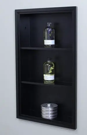 14x24 Sloane Recessed Wall Niche Medicine Cabinet Replacement, in The Wall Bathroom Cabinet Insert Shelf/Shelves, Made in North America, Real Wood, NO MDF, Black Plain Back 14x24 Sloane Recessed Wall Niche Medicine Cabinet Replacement, in The Wall Bathroom Cabinet Insert Shelf/Shelves, Made in North America, Real Wood, NO MDF, Black Plain Back