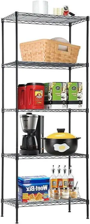 Metal Shelves 5-Tier Wire Shelving Unit 24" Lx 14" Wx 60" H Heavy Duty Storage Shelf Rack for Restaurant Garage Kitchen Laundry Pantry Storage Space-Saving, Black Metal Shelves 5-Tier Wire Shelving Unit 24" Lx 14" Wx 60" H Heavy Duty Storage Shelf Rack for Restaurant Garage Kitchen Laundry Pantry Storage Space-Saving, Black