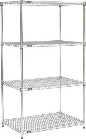 Nexel 14" x 42" x 63", 4 Tier Adjustable Wire Shelving Unit, NSF Listed Commercial Storage Rack, Chrome Finish, leveling feet Nexel 14" x 42" x 63", 4 Tier Adjustable Wire Shelving Unit, NSF Listed Commercial Storage Rack, Chrome Finish, leveling feet
