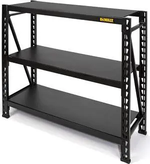 Industrial Storage Rack Garage Shelving, 3 Heavy Duty Adjust Laminate Deck Shelves, 50W x 18D x 48H, 4,500 lb. Capacity, Black