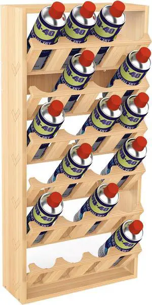 6 Tier 24 Can Spray Paint or Lube Can Wall Mount Storage Holder Rack Lube Holder Organization Storage Rack Wood Shelf Case Organizer, 14.2" L x 5" W x 30" H 6 Tier 24 Can Spray Paint or Lube Can Wall Mount Storage Holder Rack Lube Holder Organization Storage Rack Wood Shelf Case Organizer, 14.2" L x 5" W x 30" H