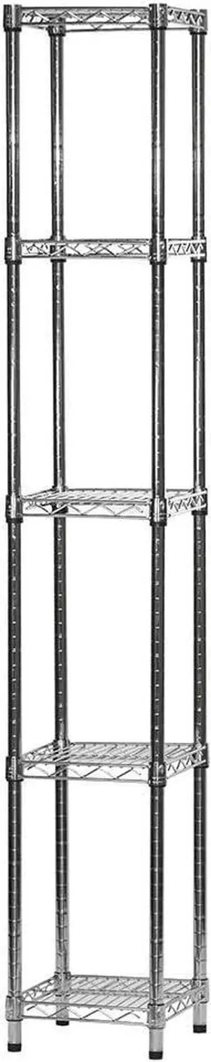 Shelving Inc. 12" d x 12" w x 72" h Chrome Wire Shelving w/ 5 Tier Shelves Shelving Inc. 12" d x 12" w x 72" h Chrome Wire Shelving w/ 5 Tier Shelves