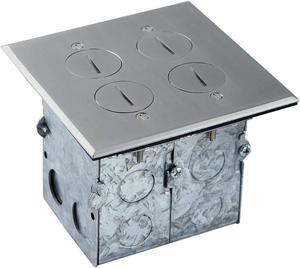 Floor Box Coin Open Kit by Enerlites 975510-SS Electrical Outlet Receptacle, 2-Gang 20A Tamper/Weather Resistant Duplex Receptacle, Stainless Steel Cover Plate