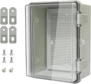 ABS Plastic Dustproof Waterproof IP65 Junction Box Hinged Shell Universal Electrical Project Enclosure Gray, with PC Transparent Clear Cover 8.7 x 6.7 x 4.3inch(220 x170 x110mm)