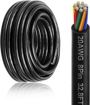20 Gauge 8 Conductor Electrical Wire, 32.8FT 22AWG PVC Thermostat Wire, Low Voltage Landscape Wire, Flexible Cord for LED Lighting Strips Automotive Garden Bell Speaker