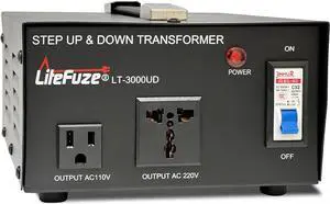 3000 Watt Voltage Converter Transformer Step Up/Down - 110v to 220v / 220v to 110v Power Converter - Fully USA Grounded Cord - Universal Outlet Socket, CE Certified