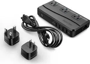 BESTEK Universal Travel Adapter Power Step Down 220V to 110V Voltage Converter with QC3.0 USB Charging Port International Travel Adapter for UK/AU/US/EU/Asia, ETL Listed