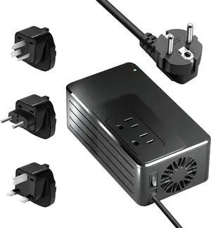 1200W Universal Travel Adapter Converter Step-Down 220V to 110V, 2 lbs Light Weight, Stable Pure Sine Wave, for Hair dryers, straighteners, Curling Irons, Coffee Makers (Black)