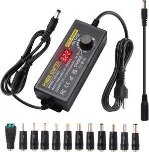 3~12V 12A 144W Adjustable Universal Power Supply Adapter, 3V 4V 5V 6V 7V 8V 9V 10V 11V 12V Variable DC Power Supply with Voltage Display 100V-240V 50-60Hz AC to DC Converter for LED Strip Light Router