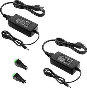 ALITOVE 12V Power Supply 5A 12 Volt DC 60W Power Adapter 100~240V AC to DC 12V Converter 5amps 4A 3A Low Voltage Transformer LED Driver with 5.5 x 2.5mm 2.1mm Plug for LED Light CCTV Camera, 2pack