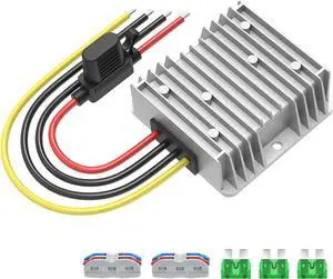 12V 20A 240W Step Down Converter, DC 17-55V to DC 12V Voltage Reducer, Voltage Regulator Transformer with Fuses Holder, Wire Terminals for Golf Cart Club Car Truck Vehicle, 14AWG Wire