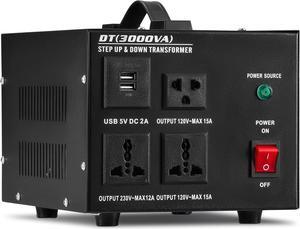3000W Voltage Converter, Step Up Step Down 110V to 220V 220V to 110V Power Converter with US & Universal Outlets 5V USB Ports, US to UK Toroidal Core Voltage Transformer with US Standard Plug