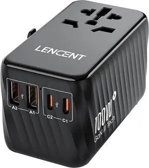 140W Universal Travel Adapter, International Plug Adaptor, GaN Fast Charger with 3 PD3.1 Type C+1 QC USB A, All in One Travel Essentials, Worldwide Plug Adapter for USA/UK/EU/AU, White