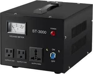 YaeCCC ST-3000 Voltage Transformer Converter Regulator with Voltage Meter - Step Up/Down - 110V/220V - Circuit Breaker Protection