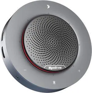 WYRESTORM Halo 90 Conference Speaker with USB-C Multi-Port Adapter Docking Supply Power to PC, 4 Noise-canceling Mics, Enhanced 360° Voice Pickup, 4K@60Hz Video Resolution, AGC Voice Balance